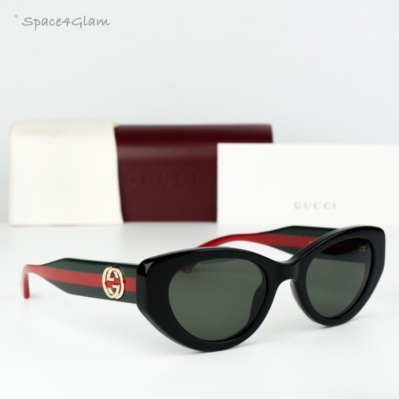 Gucci Women Sunglasses Black Red Grey Cat Eye GG1862S 001 NEW AUTHENTIC - Picture 1 of 10